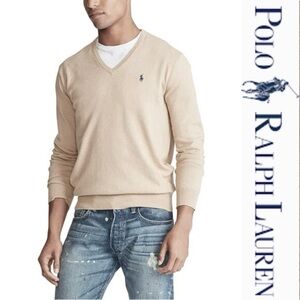 Polo Ralph Lauren Men’s Pima Cotton V-Neck Beige Sweater*NWT